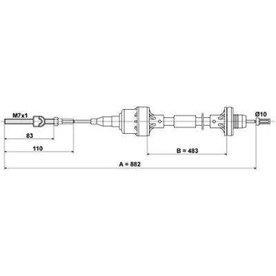 Abbildung von ATE 24.3728 0723.2 Kupplungsseil OPEL: Astra F CC, Caravan, Limousine