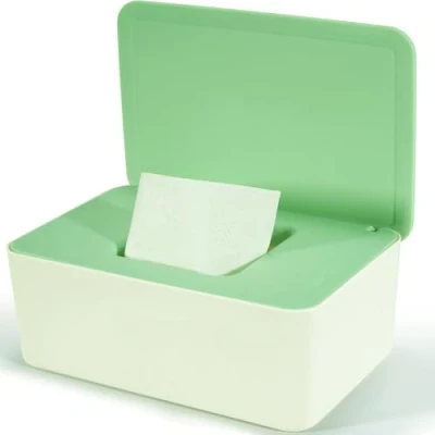Abbildung von Feuchttücher Box für Baby, Feuchttuchbox Feuchtes Toilettenpapier, Feuchte Tücherbox Beige Aufbewahrungsbox mit Deckel Hält Die Tücher, Feuchtpapierbox Zuhause und Büro