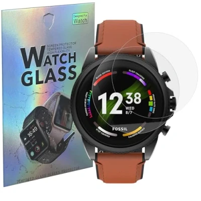 Abbildung von Schutzfolie für Fossil Gen 6 (2021), 42 mm, 44 mm [2 Stück] Schutzglas Hartglas Panzerglas Displayschutzfolie Panzerglasfolie PHONILLICO