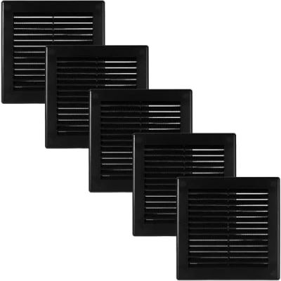 Abbildung von Vent Systems 150x150 mm 5 Stück Schwarze Lüftungsabdeckung flache, quadratische Lüftungsschlitze Integrierter Insektenschutz HVAC Lüftungsöffnungen für Badezimmer, Heimbüro