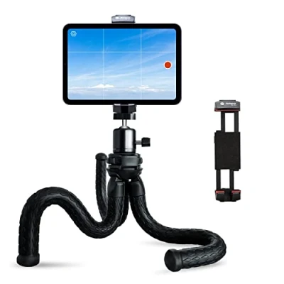 Abbildung von Fotopro Flexibles Stativ, 360 Grad Kugelkopf, Kaltschuh, Tablet, Handy, Stativhalterung, tragbares Handy Ständer für Videoaufnahmen, Vlogging, Selfie, Live Streaming, Make up