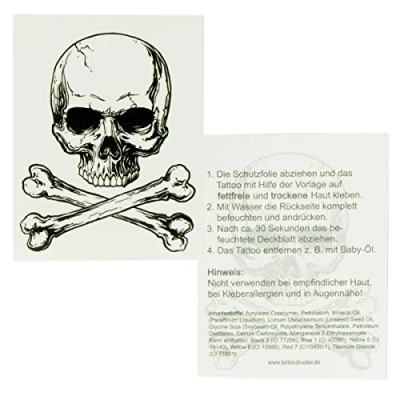 Abbildung von 2 x Totenkopf Tattoos mit Knochen Tattoo Skull &amp; Bones (2)