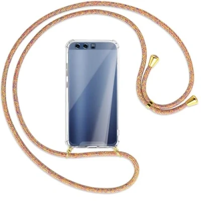 Abbildung von mtb more energy Handykette kompatibel mit Huawei P10 (5.1&#039;&#039;) Rainbow/Gold Smartphone Hülle zum Umhängen Anti Shock Full TPU Case