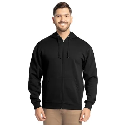 Abbildung von Fruit of the Loom Men&#039;s Eversoft Fleece Sweatshirts &amp; Hoodies, Full Zip Black, Medium