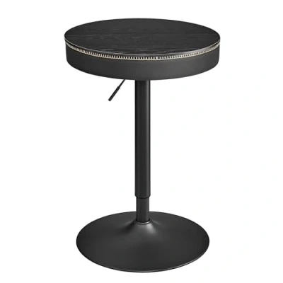 Abbildung von VASAGLE EKHO Kollektion Bartisch höhenverstellbar, Kleiner Tisch mit Stauraum, Kunstleder, Nähte, Mid Century Modern Stil, Küche, Hausbar, Wohnzimmer, ebenholzschwarz tintenschwarz