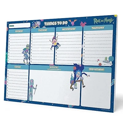 Abbildung von Grupo Erik Wochenplaner Block A4 Kalender Planer Rick &amp; Morty Tischplaner Tischkalender ohne Datum Schreibtischunterlage Papier