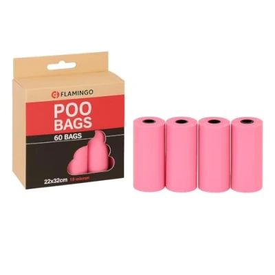 Abbildung von Flamingo Kotbeutel Basic Pastellrosa, 60 Stück Stylishe &amp; reißfeste Hundetüten für den Alltag!
