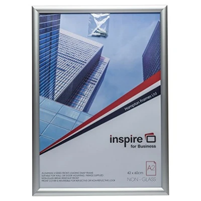 Abbildung von Hampton Frames SNAPA2S Bilderrahmen für Poster, Zertifikate, Fotos, Schnapprahmen, A2, 42 x 59 cm, silberfarben