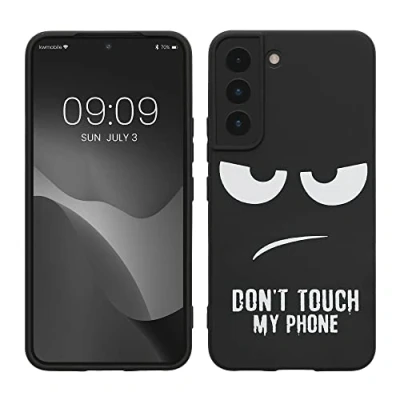 Abbildung von kwmobile Hülle kompatibel mit Samsung Galaxy S22 Handyhülle Silikon Case Don&#039;t Touch My Phone Weiß Schwarz