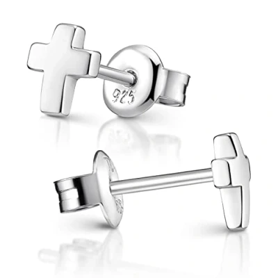 Abbildung von Materia Paar Ohrstecker Kreuz klein Damen Kinder SO 440, 925 Sterling Silber, rhodiniert