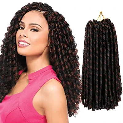 Abbildung von Glattes Kunsthaar, 4 Packungen weiche Dreadlocks, Häkelhaar, gehäkelte Kunstlocken, Locs 2 Stile in einem (4 Packungen, #1B 30)