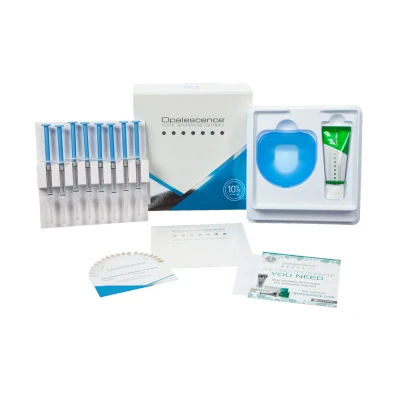 Abbildung von Opalescence PF 10% Neutral Patient Kit 8 Spritzen à 1,2ml, 1 Zahncreme 30ml, Aufbewahrungsbox, Farbschlüssel