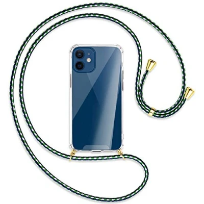 Abbildung von mtb more energy® Handykette kompatibel mit iPhone 12 Mini (5.4&#039;&#039;) Maritim/Gold Smartphone Hülle zum Umhängen Anti Shock Strong TPU Case