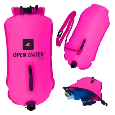 Abbildung von OPENWATER Aufblasbare Schwimmboje XL große Sicherheitsboje mit Tasche für Dinge 28 L Rosa