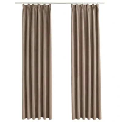 Abbildung von vidaXL 2X Vorhang Verdunkelung mit Haken Verdunkelungsvorhang Kräuselband Blickdicht Thermo Gardine Vorhänge Wohnzimmer Taupe 140x245cm