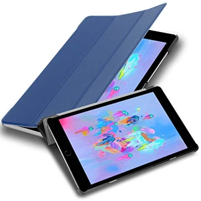 Abbildung von Cadorabo Tablet Hülle für Apple iPad (9,7&quot; Zoll) 2017/2018 (5, Gen, und 6, Gen,) in Jersey DUNKEL BLAU Ultra Dünne Book Style Schutzhülle mit Auto Wake Up Standfunktion aus Kunstleder