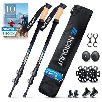 Abbildung von Nordmut Wanderstöcke NORDMUT® Teleskop Nordic Walking Stöcke, ultraleicht, höhenverstellbar, ergonomisch