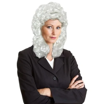Abbildung von UILYNIU perücke Herren Edelmann Lord Richter Barock Kostüm Perücken Rokoko lockig Marquis Halloween Cosplay langer Zopf Weiß (Weiß)