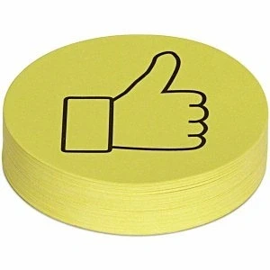 Abbildung von MAUL Moderationskarten Daumen Ø 9,5 cm (100 Stück) Beschriftbare Karteikarten rund Coaching Karten Präsentationskarten 150 g/m² Papier Gelb