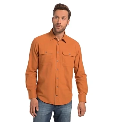 Abbildung von JP 1880 Herren Flanell, Langarm, Kentkragen, Modern Fit Hemden, rostorange, XXXXXXL