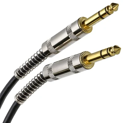 Abbildung von Vergoldeten Stereo/Balanced Klinkenstecker 6,35 mm Metall Stecker Kabel Anschlusskabel Schwarz 5 m [5 Meter/5m]
