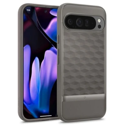 Abbildung von Caseology Parallax für Google Pixel 9 Pro XL Hülle, [Fallschutz in Militärqualität] Ergonomische 3D Hexa Würfel Hülle Asch Grau