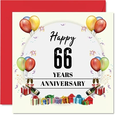 Abbildung von Stuff4 Glückwunschkarte zum 66. Hochzeitstag für Ehemann und Ehefrau Jubiläumsparty Partner, 145 mm x Grußkarten sechsundsechzigste Jubiläen