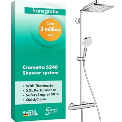 Abbildung von hansgrohe Duschsystem &quot;Crometta E&quot;, (Komplett Set), 24cm, mit Thermostat, chrom