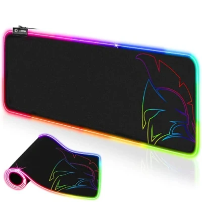 Abbildung von EMPIRE Gaming Dark Rainbow RGB Mauspad XXL 12 LED Beleuchtungsmodi 800x300x4mm Wasserdicht und rutschfest Für PC Spiele, MAC Laptop