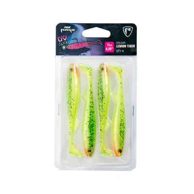 Abbildung von Fox Rage Slick Shad Lemon Tiger Ultra UV Packs 9cm 5pcs Gummifisch