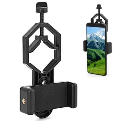 Abbildung von QWORK® Teleskop Telefon Adapter Universal Handyhalterung für Spektive, Monokulare und Ferngläser