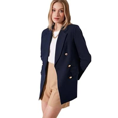 Abbildung von Trendyol Damen Button Detaillierte Übere Blazerjacke Jacket Casual, Navy Blau, 42