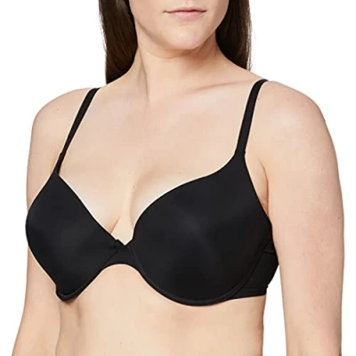 Abbildung von Wonderbra Damen Ultimate Silhouette T Shirt BH aus Mikrofaser und Baumwolle nahtlos natürlicher Push Up Effekt , Micro BHschwarz, 70B