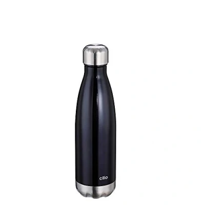 Abbildung von cilio ELEGANTE Trinkflasche Edelstahl schwarz, 500ml, auslaufsicher, Thermosflasche auch für kohlensäurehaltige Getränke, hält bis zu 18h warm und 24h kalt