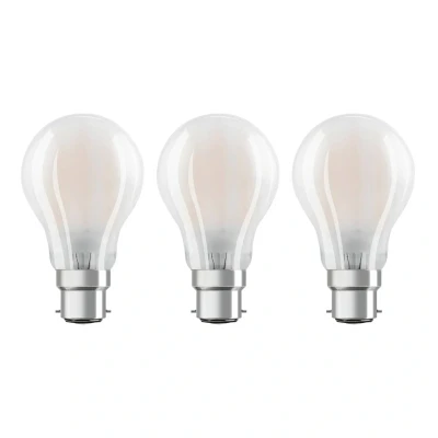 Abbildung von Osram LED Base Classic A Lampe, Sockel: B22d, Warm White, 2700 K, 7 W, Ersatz für 60 W Glühbirne, Warmweiß
