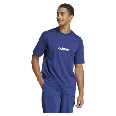 Abbildung von adidas Sportswear Essentials Linear Single Tshirt print Dark blue white, Herren, Größe: 3XL, white