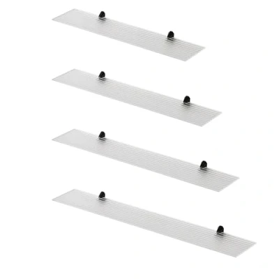 Abbildung von Euro Tische Wandregal aus Glas, 100 cm, Glasregal für Badezimmer, Duschregal Klarglas geriffelt mit 6 mm ESG Sicherheitsglas und Metallhalterungen (Klarglas gerillt)