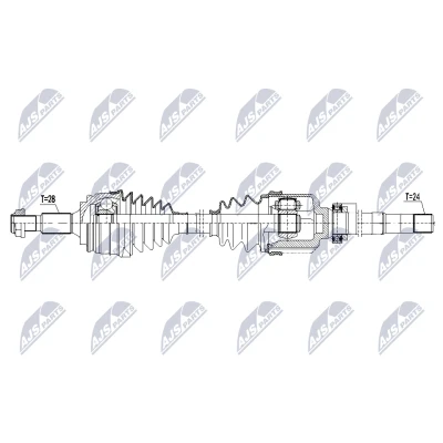 Abbildung von NTY NPW CT 147 Antriebswelle Vorderachse rechts Schaltgetriebe 6 Gang CITROËN: C4 Grand Picasso 2, PEUGEOT: 3008 II SUV
