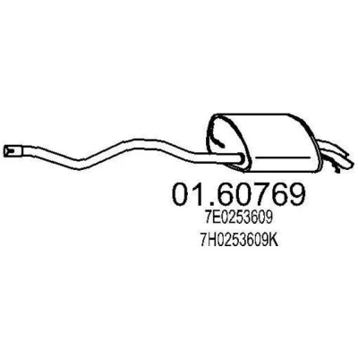 Abbildung von MTS 01.60769 Endschalldämpfer 1980 VOLKSWAGEN: Multivan 5 (7HM, Transporter Bus, Kastenwagen, MITSUBISHI: Lancer 7 Limousine