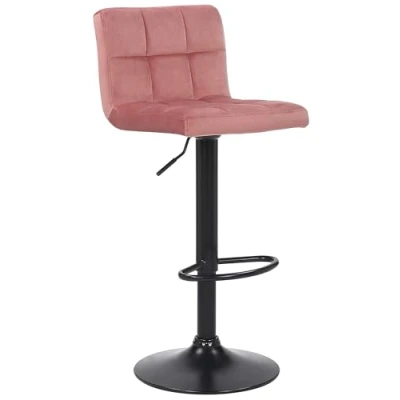 Abbildung von CLP Barhocker Feni Samt Höhenverstellbarer Thekenhocker Mit Fußstütze Und Lehne Barstuhl Metallgestell, Farbe:pink