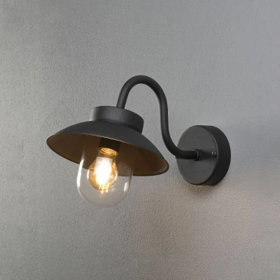 Abbildung von Außenwandleuchte VEGA Aluminium Schwarz mit Klarglas, Höhe 24,5cm