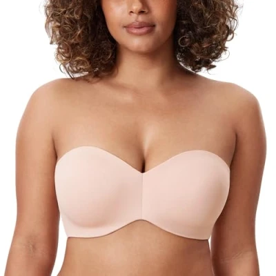 Abbildung von DELIMIRA Damen Minimizer Trägerloser BH mit Bügel ohne Polster Geformte Cups Aprikosenrosa 85E