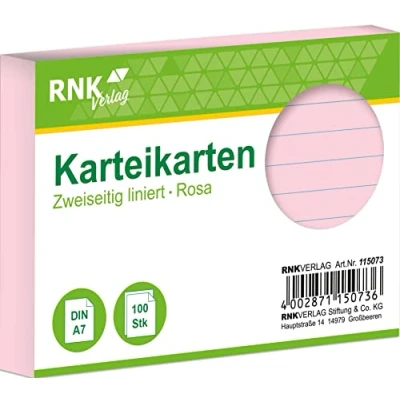 Abbildung von RNK Karteikarten A7 liniert rosa VE=100 Stück