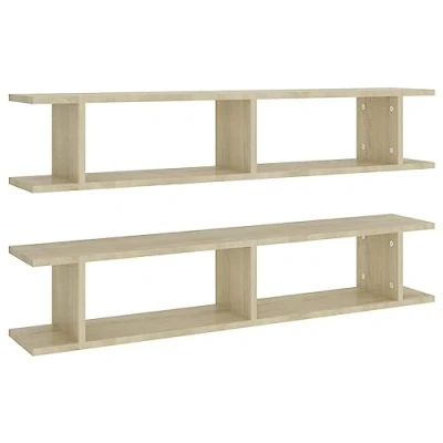 Abbildung von vidaXL 2X Wandregal Hängeregal Wandboard Bücherregal Regal Wand Dekoregal Schweberegal Wandablage Büroregal Sonoma Eiche 105x18x20cm Holzwerkstoff