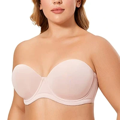 Abbildung von DELIMIRA Damen Trägerloser BH Bügel mit geformte Cups Rose rauchte 100E