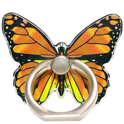 Abbildung von Kinizuxi Schmetterling Handy Ring Smartphone Fingerhalterung, 360 Grad Drehung Halter Ringhalter Fingerhalter Handyhalterung für iPhone iPad Samsung Huawei und mehr (1 Orange)