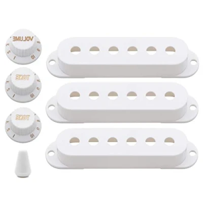 Abbildung von Unxuey Northwest Guitars Gitarren Tonabnehmer, 48/50/52 mm, Einzelspule, Lautstärkeregler, Tonknopf, Schalterspitzen Set für Fender Stratocaster ST, Weiß