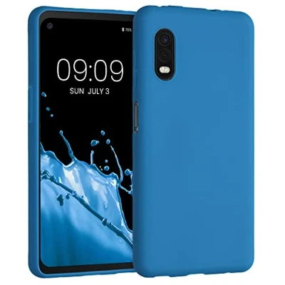 Abbildung von kwmobile Hülle kompatibel mit Samsung Galaxy Xcover Pro weiches TPU Silikon Case Cover geeignet für kabelloses Laden Blue Reef