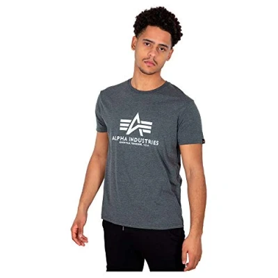 Abbildung von Alpha Industries T CAMO Tshirt print, Herren, Größe: Large, Charcoal heather/white