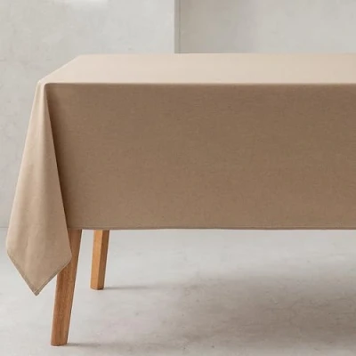Abbildung von GAMUSI Tischdecke, einfarbig, Bio Baumwolle, wasserdicht, schmutzabweisend, rechteckig, 140 x 100 cm, Beige